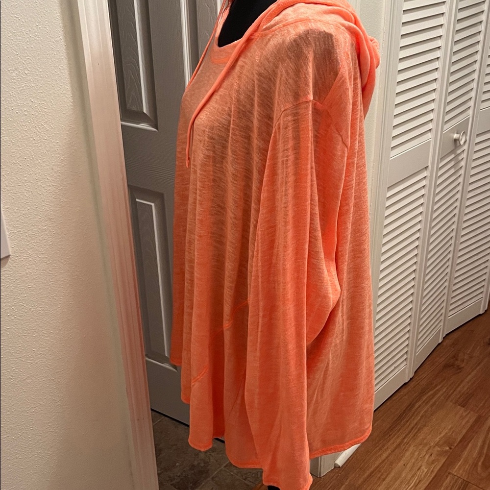 Active Women's Oversized Orange Long Sleeve Hooded Top - Picture 3 of 7